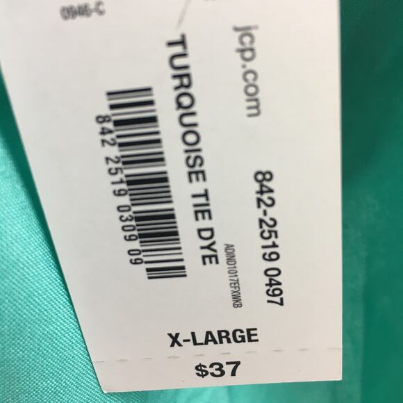 A.n.a Ruffle short sleeve tee turquoise tie dye XL - Picture 10 of 13